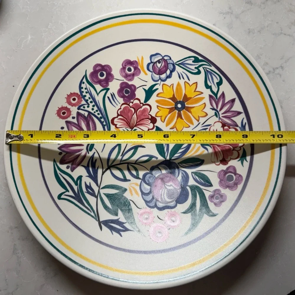 Vibrant Handpainted Poole Pottery Floral Ceramic Dinner Plate/Charger - Picture 4 of 5
